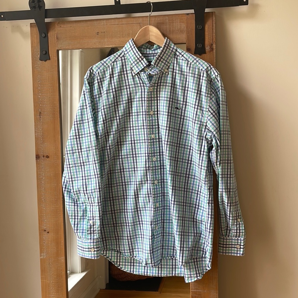 Vineyard Vines Plaid Whale Shirt Size S